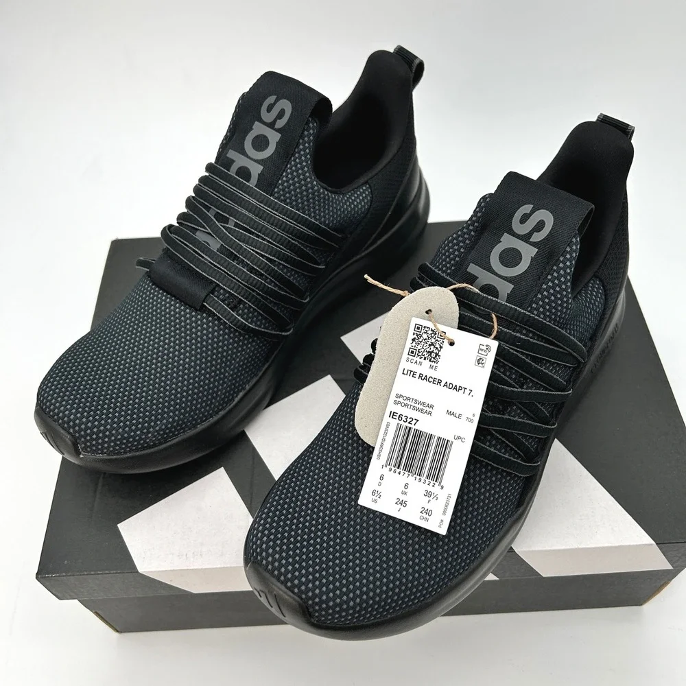 adidas Lite Racer Adapt 7.0 Mens Casual Sneakers Size 6.5‎ Black Gray NEW IE6327